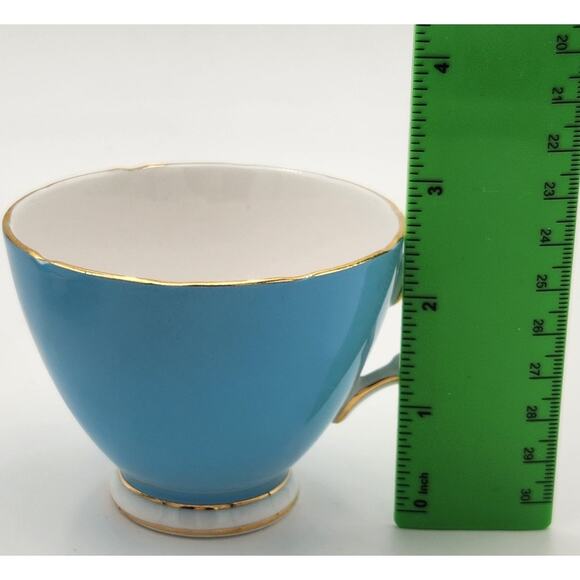 1960s Colclough Ballet Harlequin Blue Bone China Teacup Saucer Set Ridgway - Picture 14 of 16